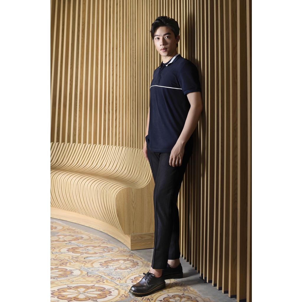 Áo Polo Màu Xanh Đen Phối Kẻ Ngang | BigBuy360 - bigbuy360.vn