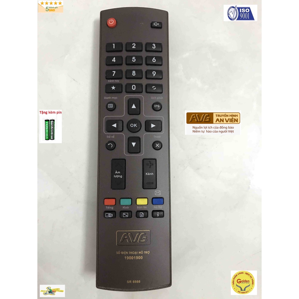 Điều khiển đầu An Viên AVG - tặng kèm pin  - Remote từ xa đầu truyền hình An Viên AVG Mobile loại tố