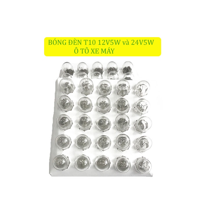 Bóng đèn T10 12V 5W hoặc 24V 5W sợi tóc Halogen lắp cho ô tô xe máy