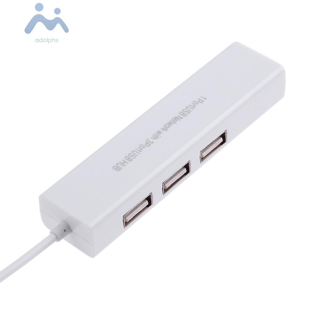 Bộ Chia 3 Cổng Usb 2.0 Hub 10 / 100mb Micro Usb Sang Rj45 Lan