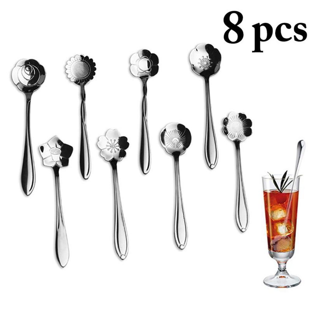 Set 8 Muỗng Cà Phê Bằng Thép Không Gỉ Thiết Kế Độc Đáo