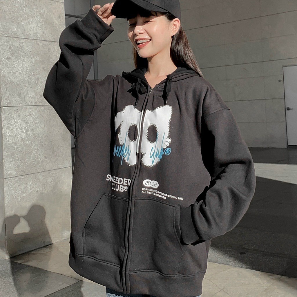 Áo Khoác Hoodie Zip Unisex In Hình Sweeder Club Vải Nỉ Bông Mềm Mịn Ulzzang Cute Cá Tính Hot Trend Mới