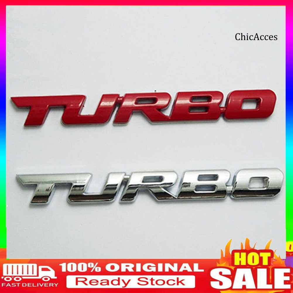 [Big Sale] Miếng Dán Chữ Turbo 3d Bằng Kim Loại Trang Trí Xe
