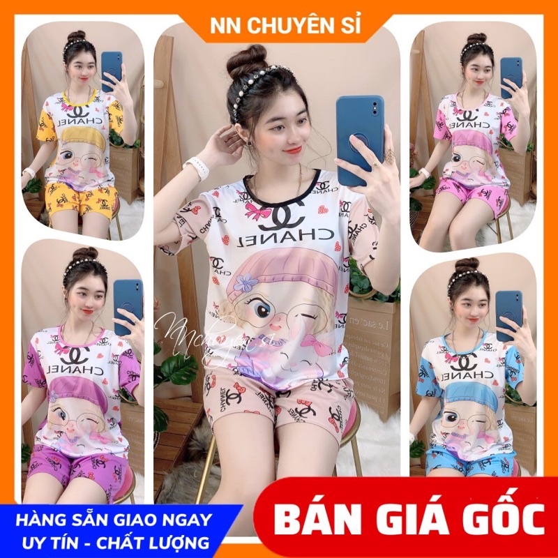 Đồ bộ nữ mặc nhà thun mềm mịn in hình dễ thương BTT94