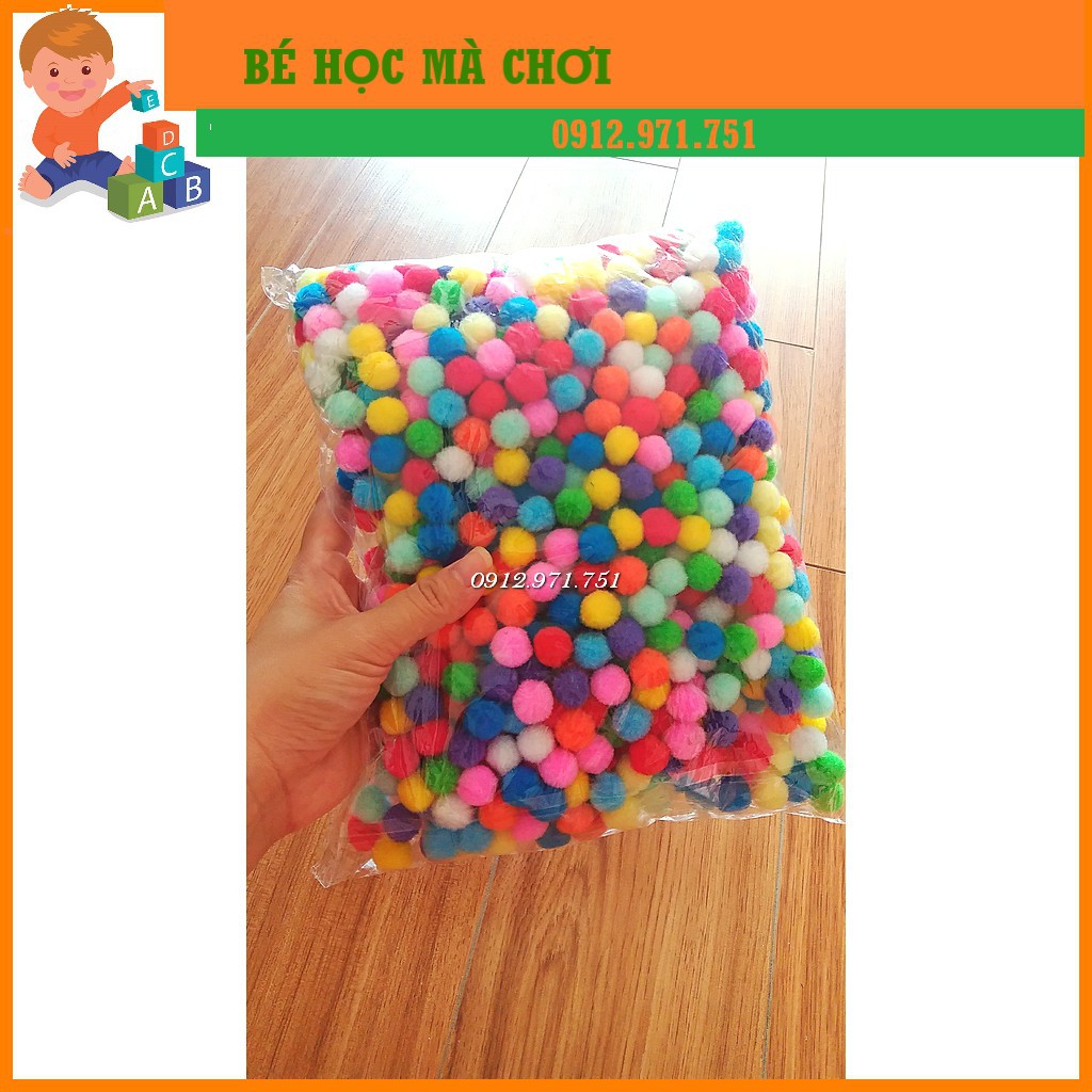 Pom pom QUẢ POMPOM nhiều kích cỡ làm học liệu mầm non