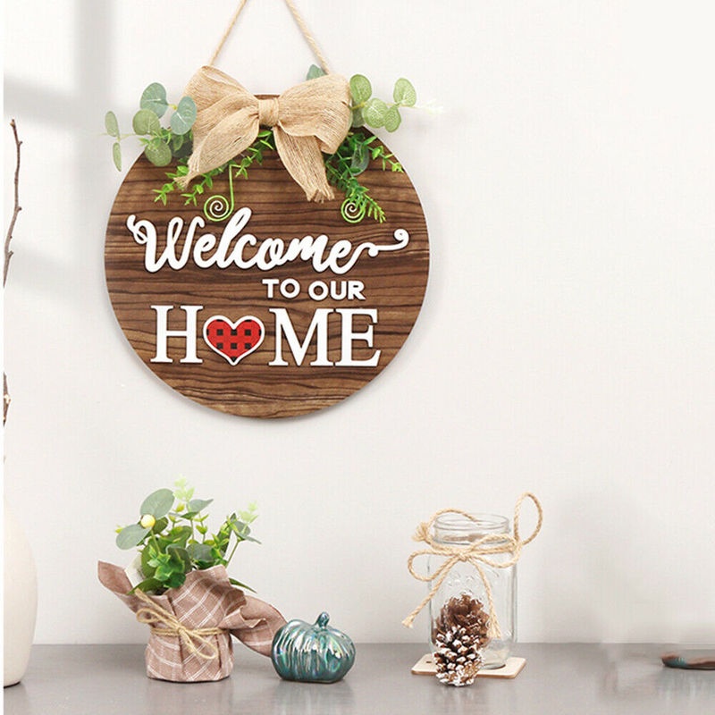 1 Bộ Bảng Gỗ Treo Cửa Chữ Welcome Trang Trí Giáng Sinh