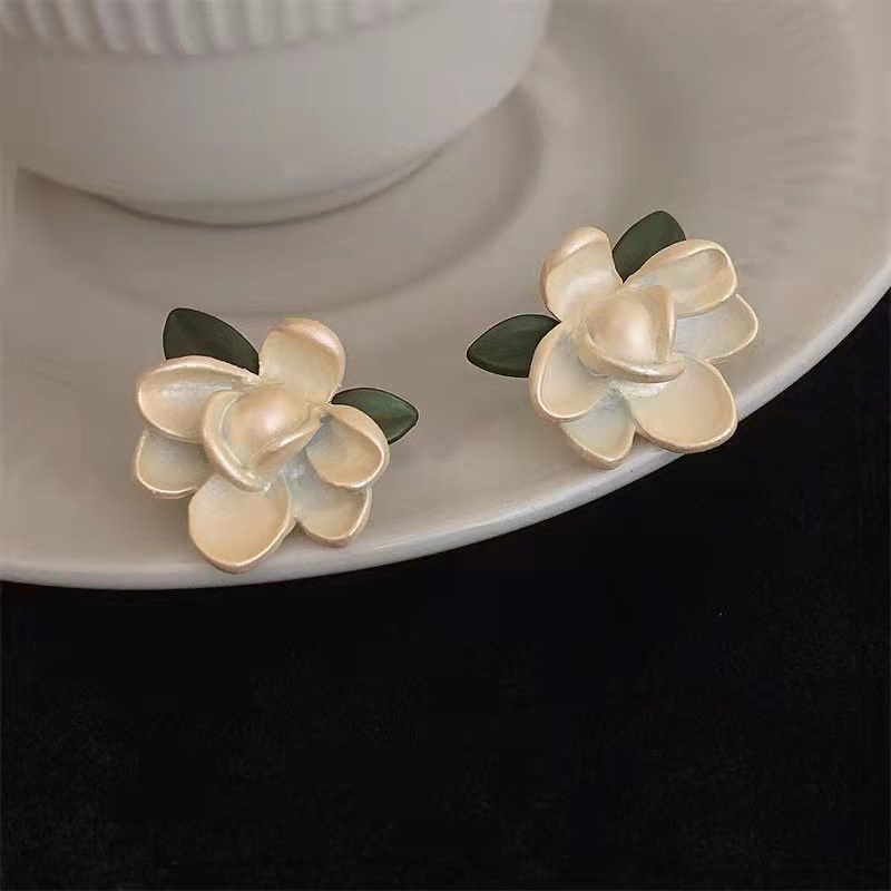 Khuyên Tai Đính Đá Phối Màu Tương Phản Phong Cách retro Thời Trang Sang Trọng