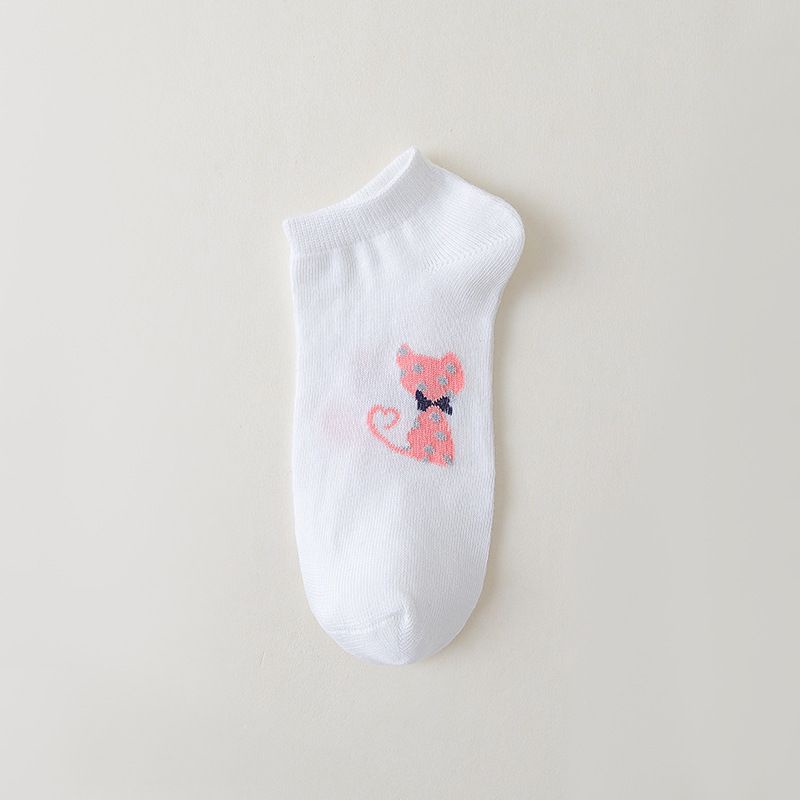 Set 5 đôi tất nữ ngắn cổ chủ đề mèo hồng siêu xinh BAG U TATMIX078-meohong