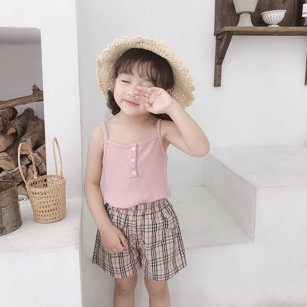 Áo 2 dây thun vân cho bé gái Kids Store