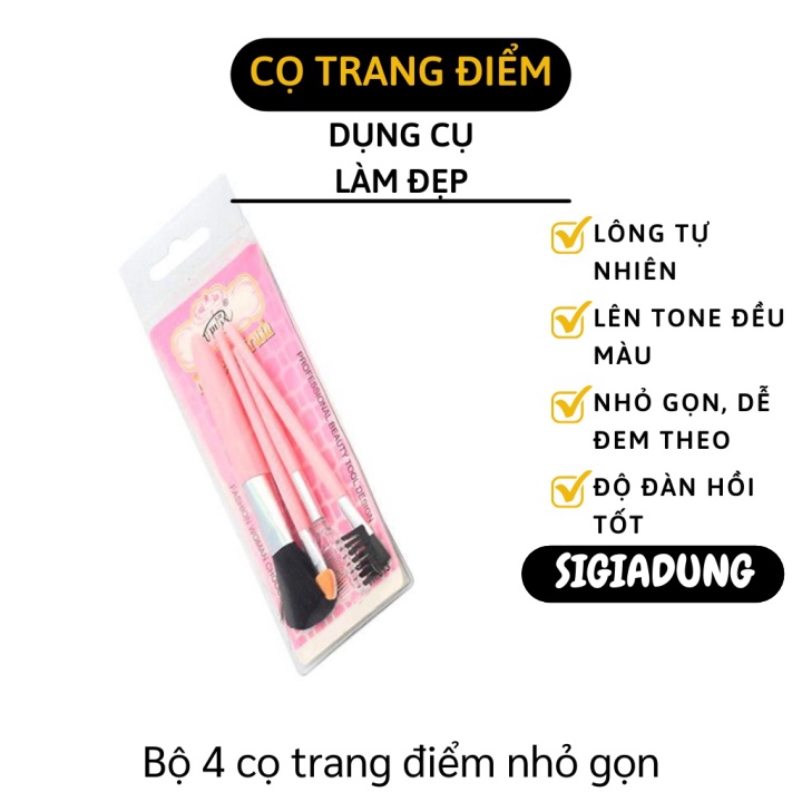[SGD] Bộ Cọ Trang Điểm Mini - Bộ 4 Món Cọ Makeup Cá Nhân Nhỏ Gọn, Lông Mềm Mại 8118