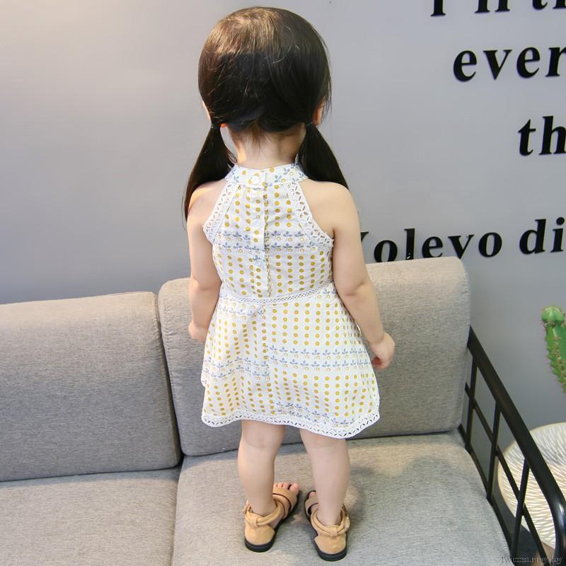 Đầm sát nách cổ tròn xinh xắn đáng yêu dành cho bé gái