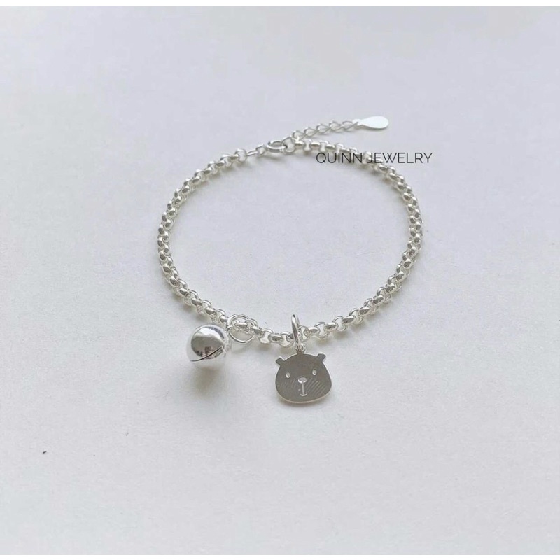 Lắc tay xích tròn mảnh (không kèm charm), Lắc tay bạc nữ đơn giản, Vòng tay bạc dây xích Quinn Jewelry