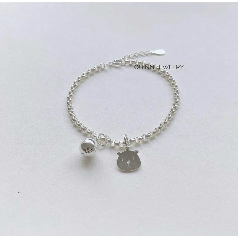 Lắc tay xích tròn mảnh , Lắc tay bạc nữ đơn giản, Vòng tay bạc dây xích Quinn Jewelry