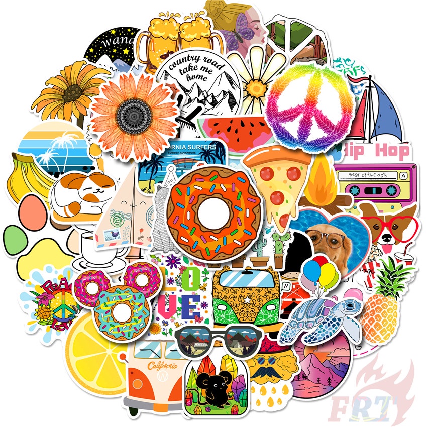 ❉ Bộ 02 Sticker Dán Trang Trí Xinh Xắn Chất Lượng ❉ Bộ 50 Sticker Chống Thấm Nước Họa Tiết Doodle Hợp Thời Trang