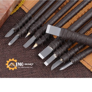 Bộ dụng cụ đục, tiện điêu khắc vonfram bọc da cao cấp