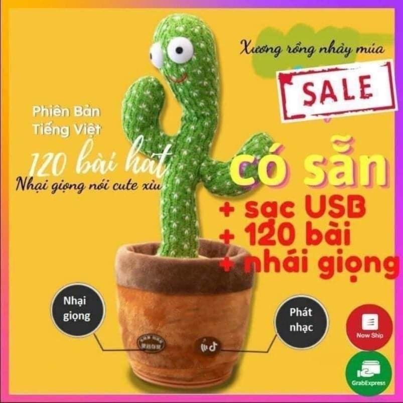 Đồ Chơi Xương Rồng nhảy múa 120 Bài (Đặc Biệt Có Ghi Âm, Nhại Giọng , SẠC USB)