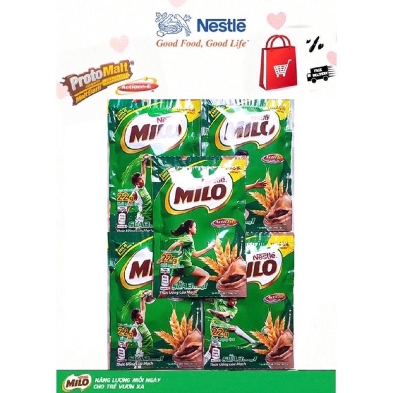 5 Dây Nestle MILO Sữa 3 Trong 1 Bột Thức Uống Lúa Mạch Với Activ-GO (10 Gói x 22g) HSD 12/2022