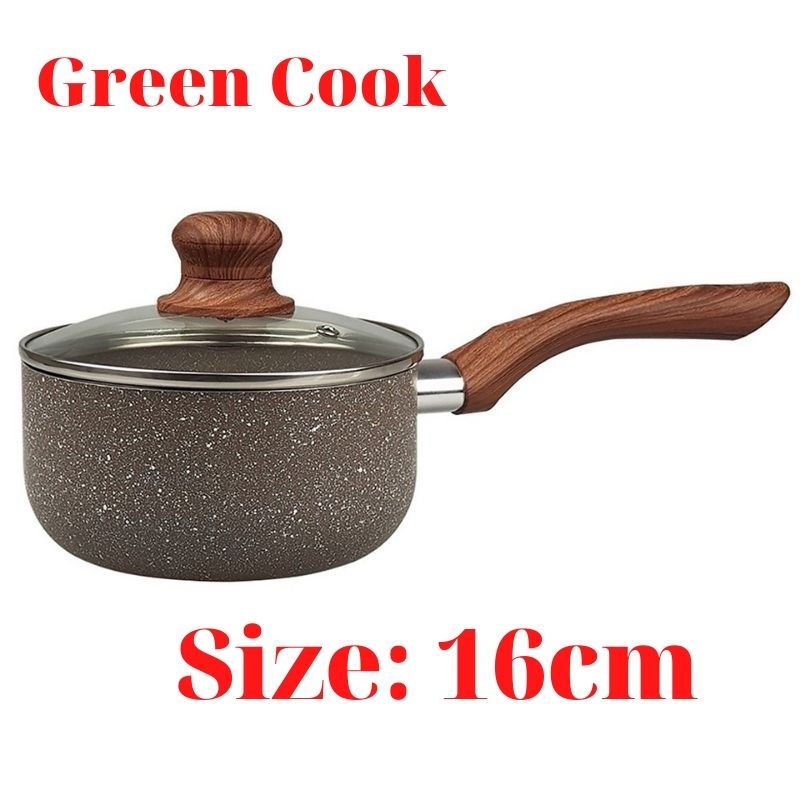 Nồi nấu bột Green Cook 16cm chống dính vân đá - Nồi quánh sữa Green Cook -  Nồi quấy bột cho bé