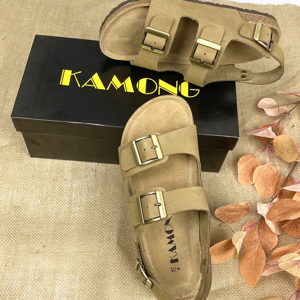 Sandal nữ quai ngang đế trấu cao cấp KAMONG BM004BR