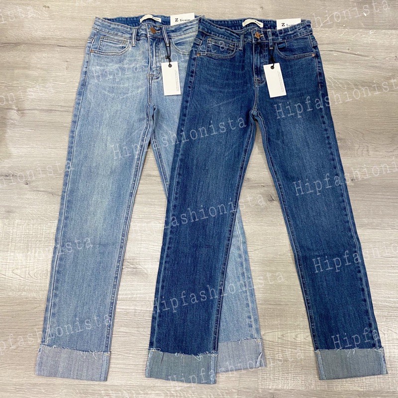 Quần jeans ống đứng lai lật form chuẩn đẹp, chất jeans dày dặn, co giãn thoải mái (hình thật)