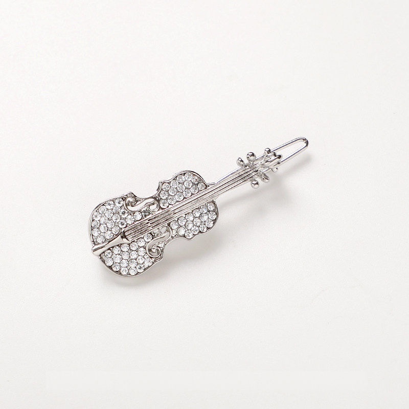 Kẹp tóc đàn violin đính đá Rhinestone kẹp tóc mái phụ kiện tóc MS397