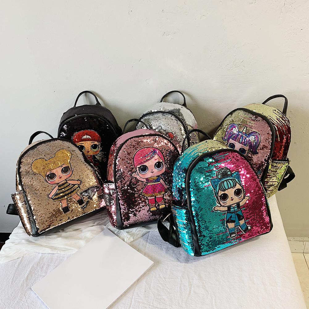 Glitter Women Sequins Backpack Girls Cartoon Cute Kids Daily Shoulder Bags