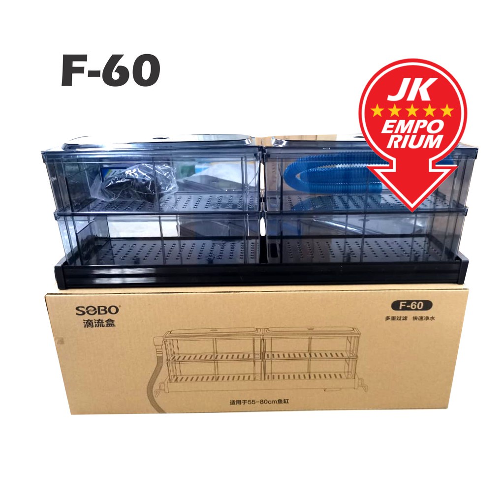 Sobo F-60 Bộ Lọc Dàn Mưa 2 Tầng 4 Khay Lọc Bằng Mica Cho Hồ Cá 55-80cm