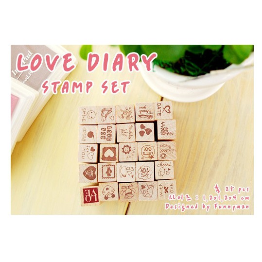 HỘP CON DẤU MỘC BẰNG GỖ LOVE DIARY tại Corgi Shop