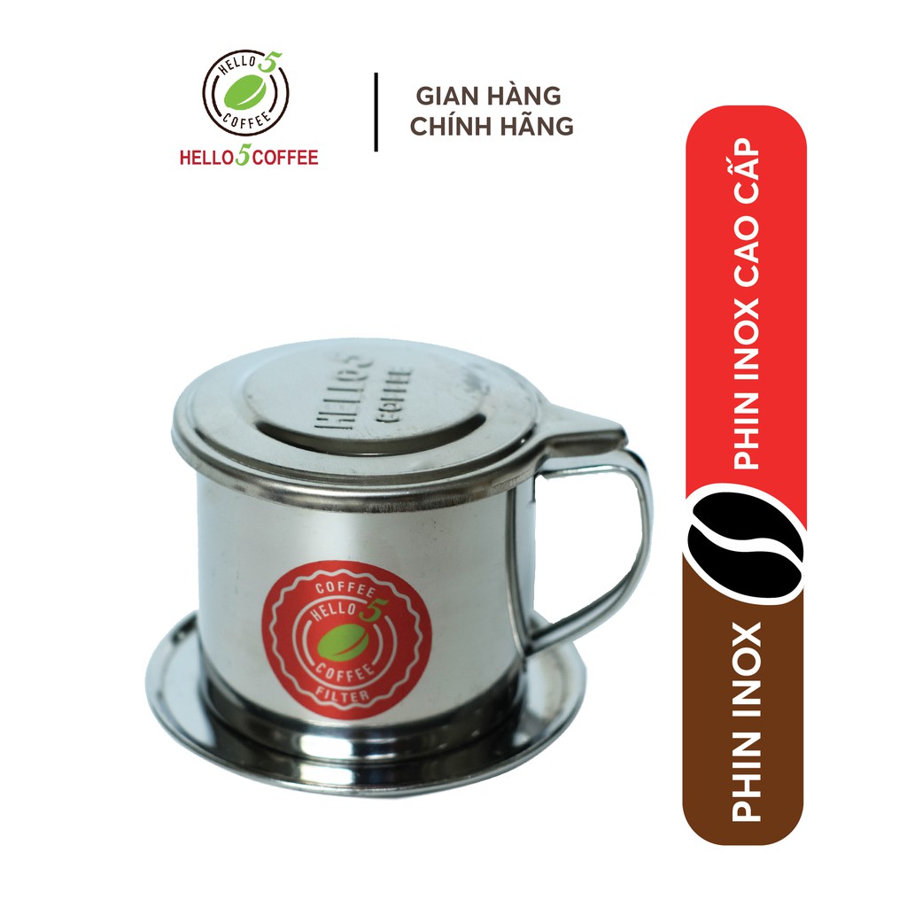 Hello 5 Coffee Giftset - Cafe Pha Phin DELUXE 250g + Phin Inox cao cấp