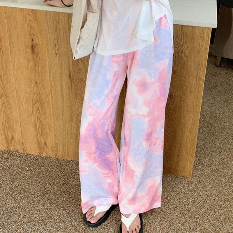 Quần hoa XINLANYASHE ống rộng tới mắt cá chân phong cách mới mùa hè năm 2021 cho nữ