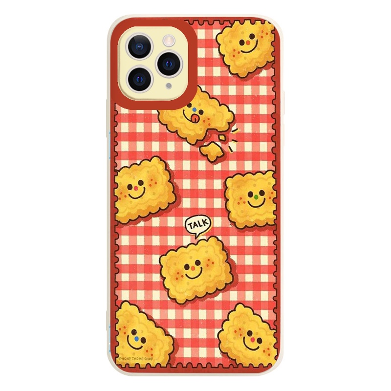 Ốp lưng iphone 11 bánh quy mặt cười caro đỏ dễ thương cho iPhone 13 12 11 Pro Max 7/7Plus/8/8Plus/X/Xs/Xs Max/11/11pro