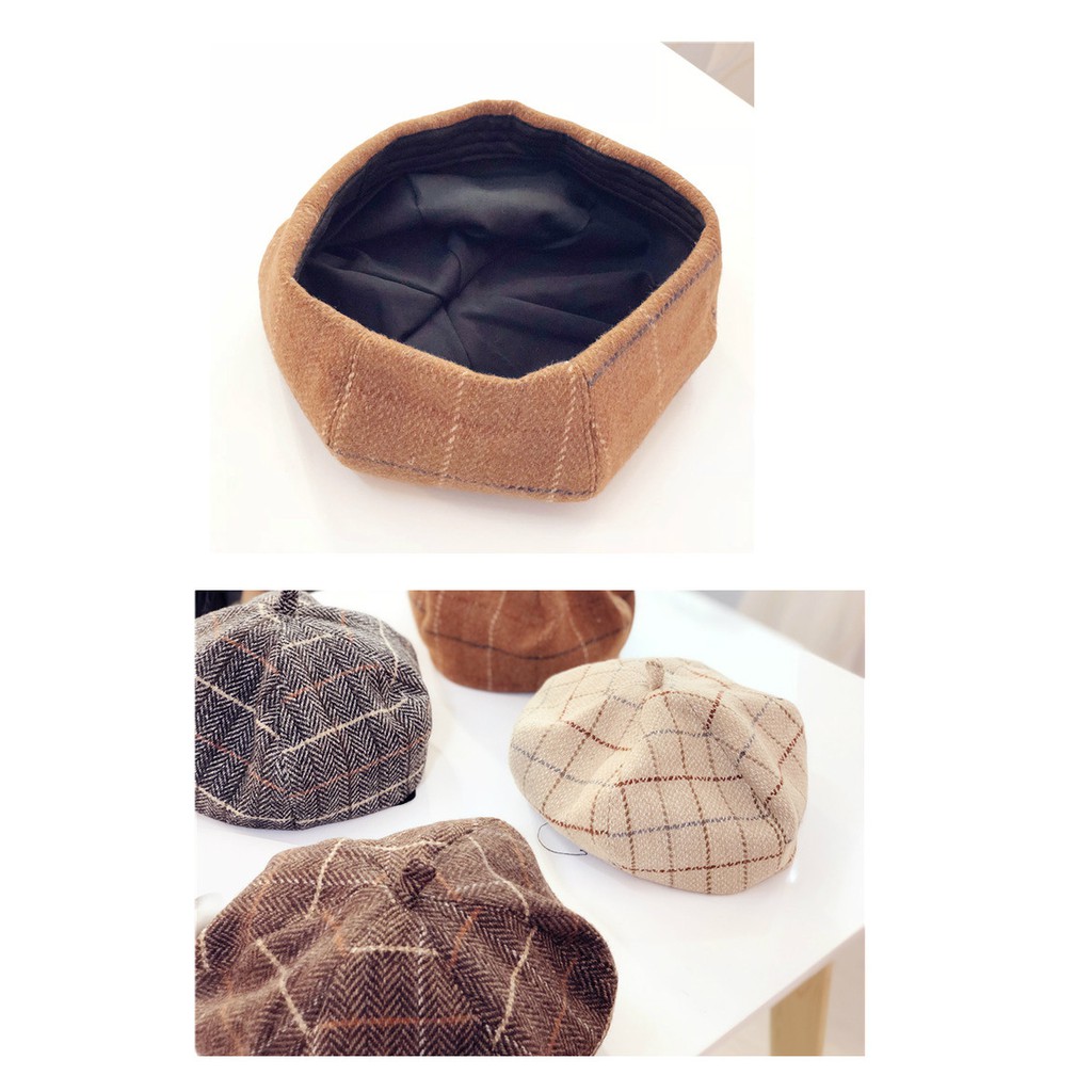 Mũ nồi dạ caro thời trang cho Bé