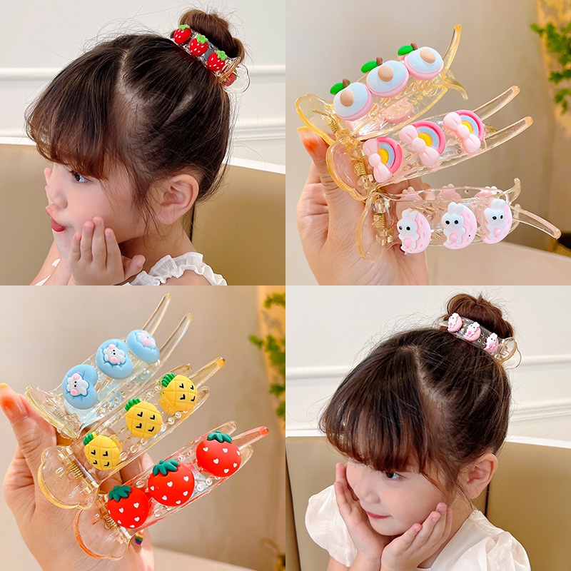 Kẹp Tóc Đuôi Ngựa Hình Hoa Hoạt Hình Dễ Thương Phong Cách Hàn Quốc Cho Bé Gái