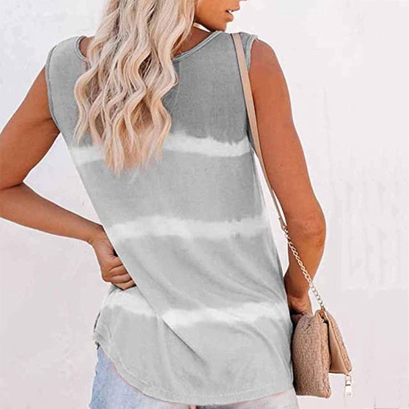 Xiangbao Áo Tank Top Sát Nách Nhuộm Màu Mùa Hè Giản Dị Cho Nữ