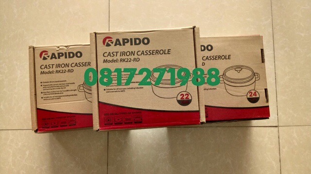 Nồi gang Rapido men Đức nhập khẩu chính hãng size 20,22,24 full box