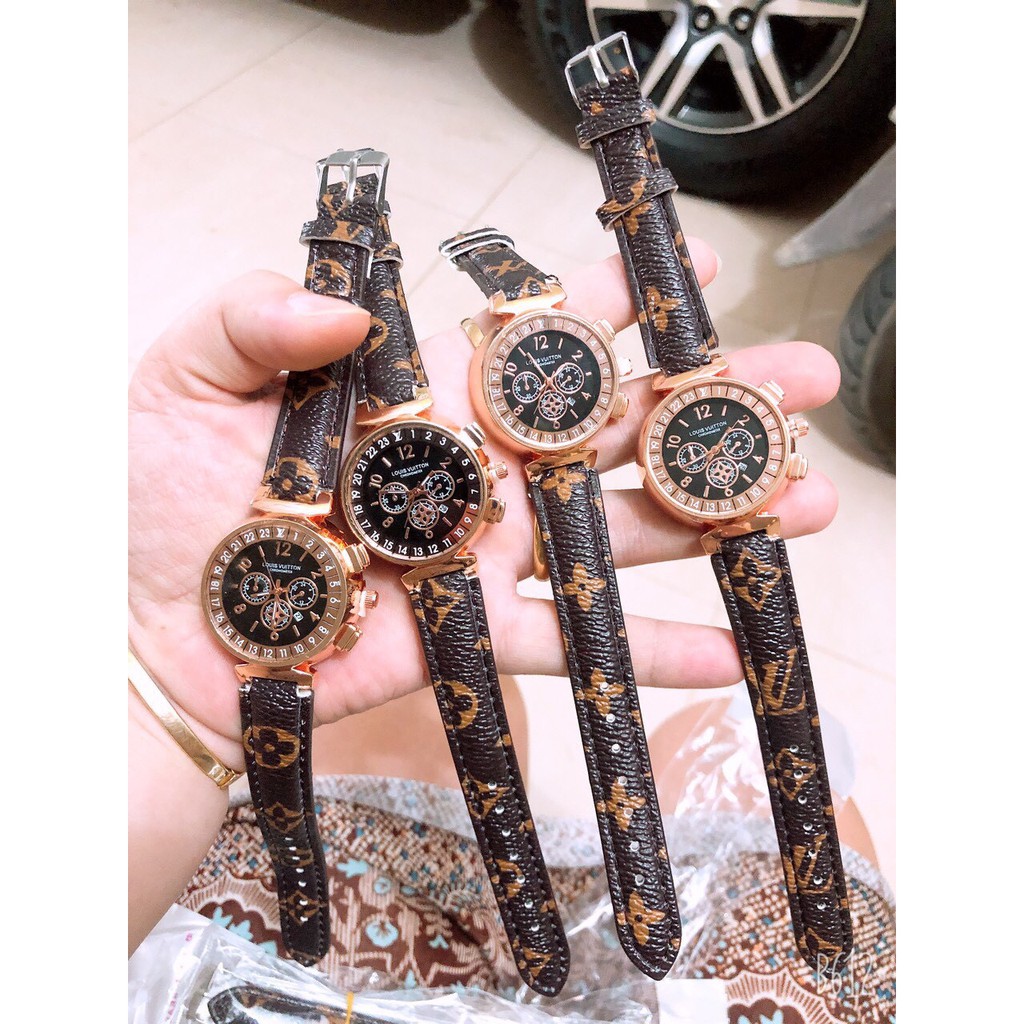 Đồng hồ Nữ LV L65 dây da, mẫu mới, ba nút đẹp sang trọng