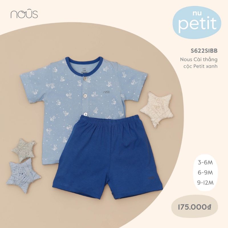Nous - Bộ cài thẳng cộc nous petit cho bé từ 3m đến 12m