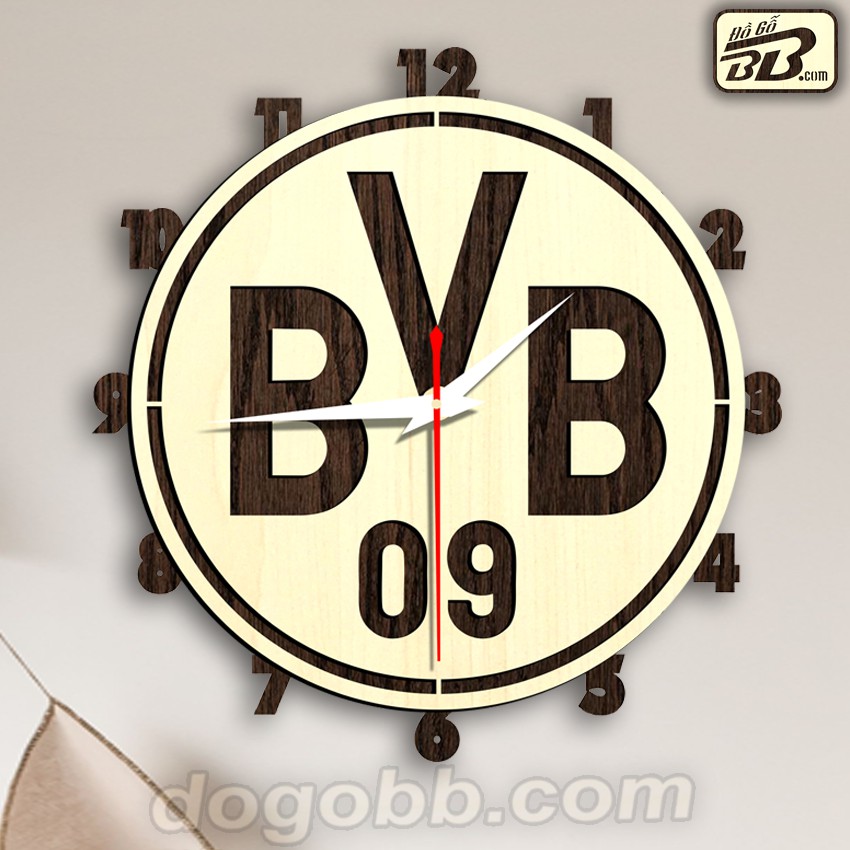 Đồng Hồ Bóng Đá Logo Clb Borussia Dortmund Treo Tường Bằng Gỗ Bền Rẻ Đẹp - Đồ Gỗ BB