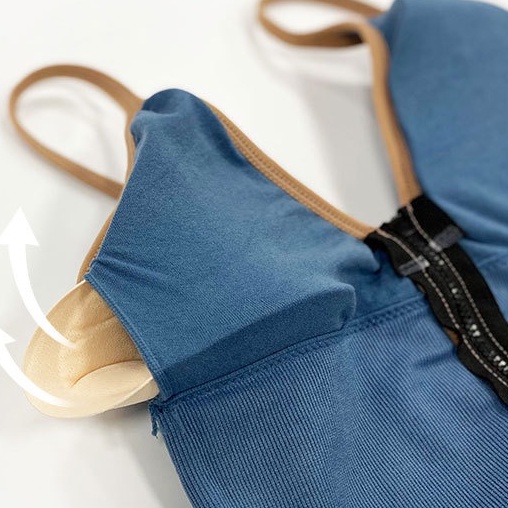 Áo bra tập gym khóa kéo 2 dây gân tăm, Áo ngực mút mỏng SAVILL B3309