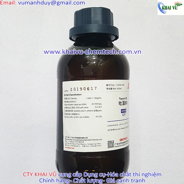 Tween 80 Poly Sorbate 80 chai 500ml Chất nhũ hoá Polysorbate tinh khiết