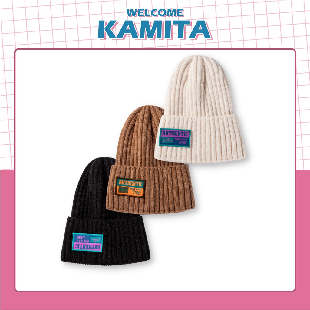 Mũ Len Beanie Thiêu Chữ Authentic KAMITA Thời Trang Hàn Quốc, Nón Len Đẹp Unisex Nam Nữ HipHop Mùa Đông Nhiều Màu ML15