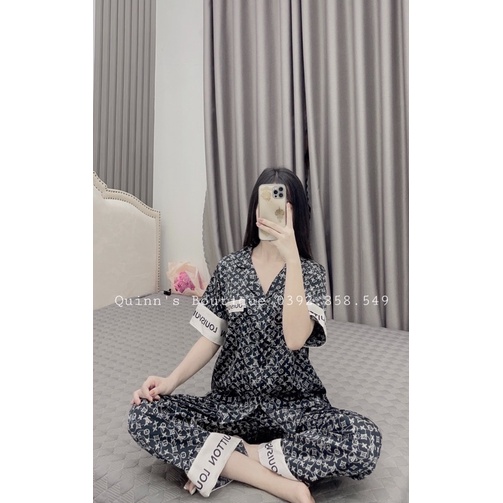 Bộ ngủ Pijama LV cộc tay lụa latin