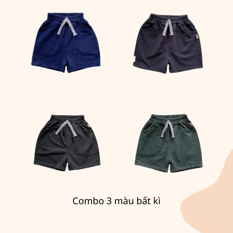 Combo 3 quần ngắn bé trai bé gái unisex mùa hè chất cotton mềm mại BADAYO E2.043.08