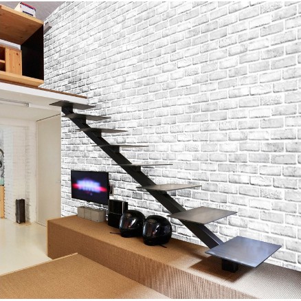 1 mét Giấy dán tường Giả gạch 3d xám ngói sẵn keo