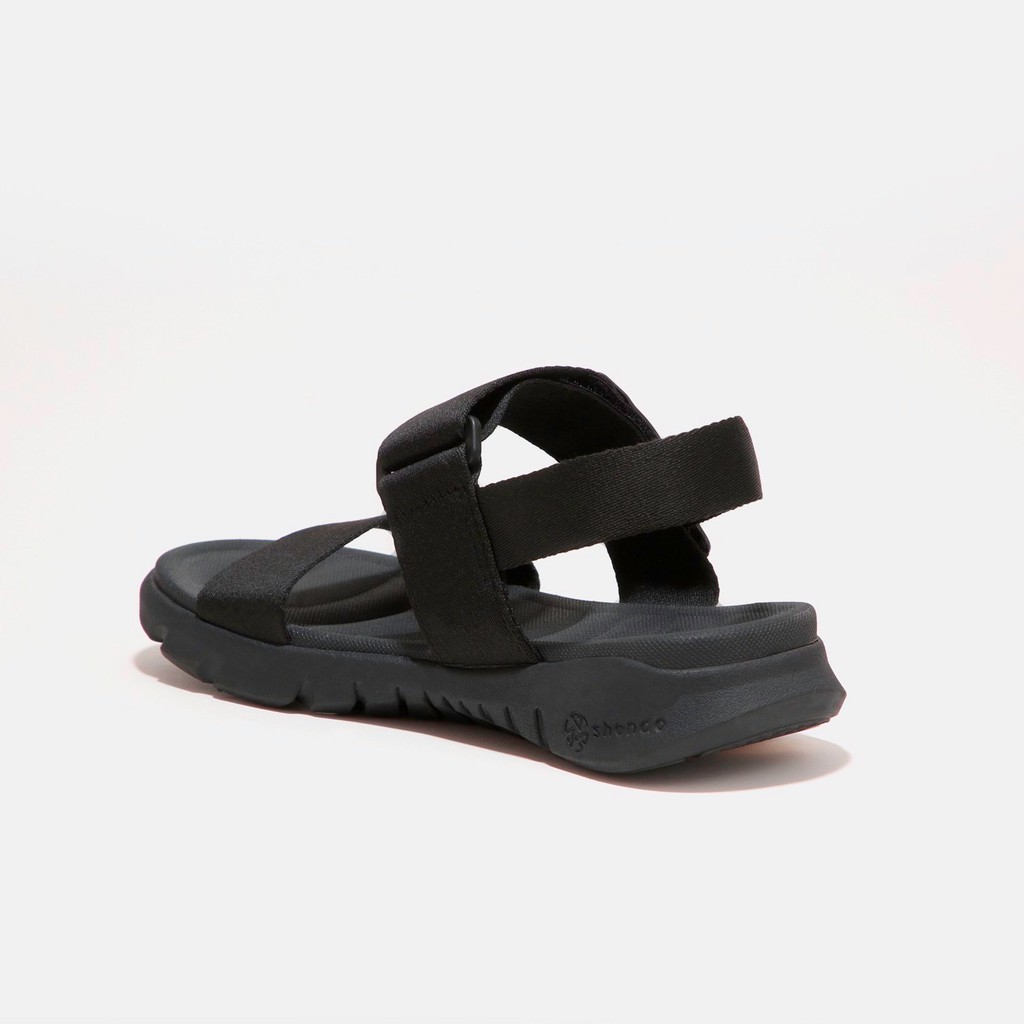 Giày sandal shondo F6 Sport full đen quai ngang logo PVC F6N1010