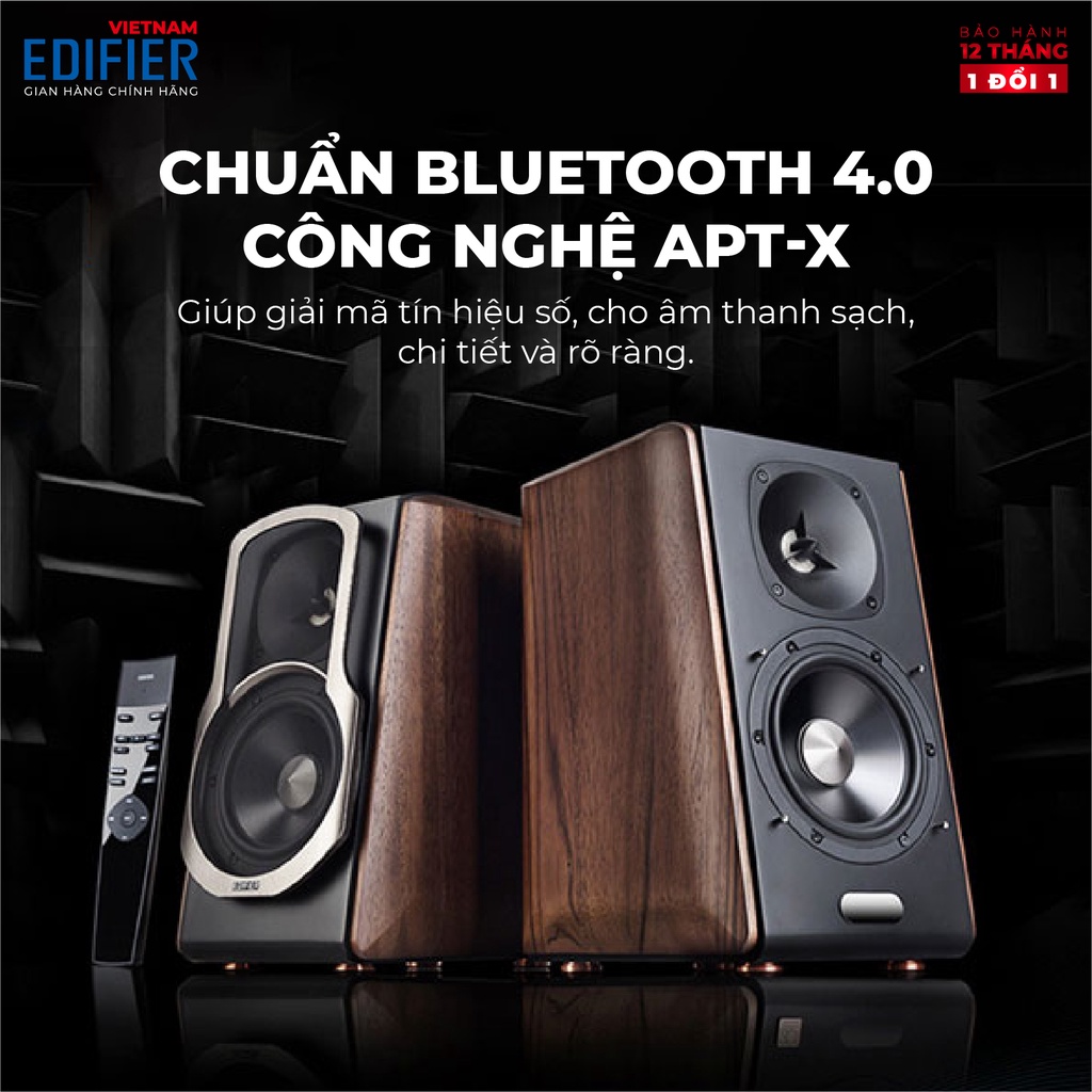 Bộ loa Bluetooth Bookshelf Hifi cao cấp EDIFIER S2000MKII - Công nghệ aptX - Kèm dây cáp 2RCA ra 4RCA dài 2M Chính hãng