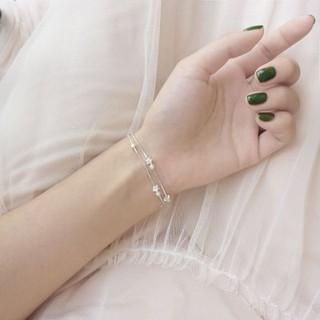 Lắc tay bạc sweetee starline, lắc tay nữ bạc 925 thiết kế 2 dây đính charm ngôi sao b107