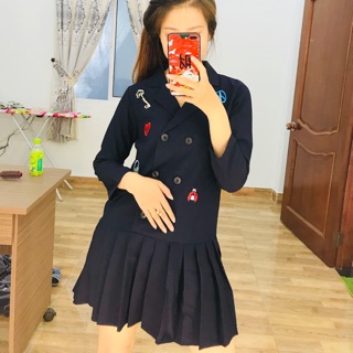Đầm vest xếp ly Hàn Quốc