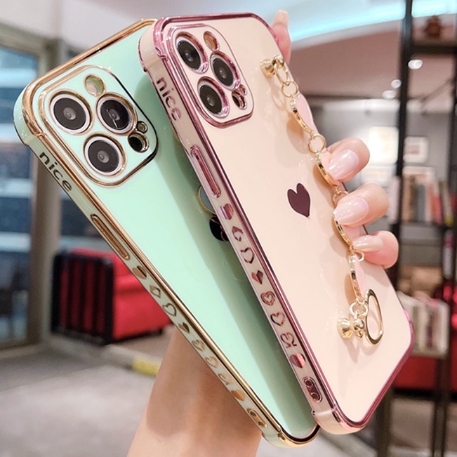 Ốp điện thoại silicon sang trọng có dây đeo tay thích hợp cho Iphone 11 12 Pro Max Xr Xs Max 7 8 Plus Se2
