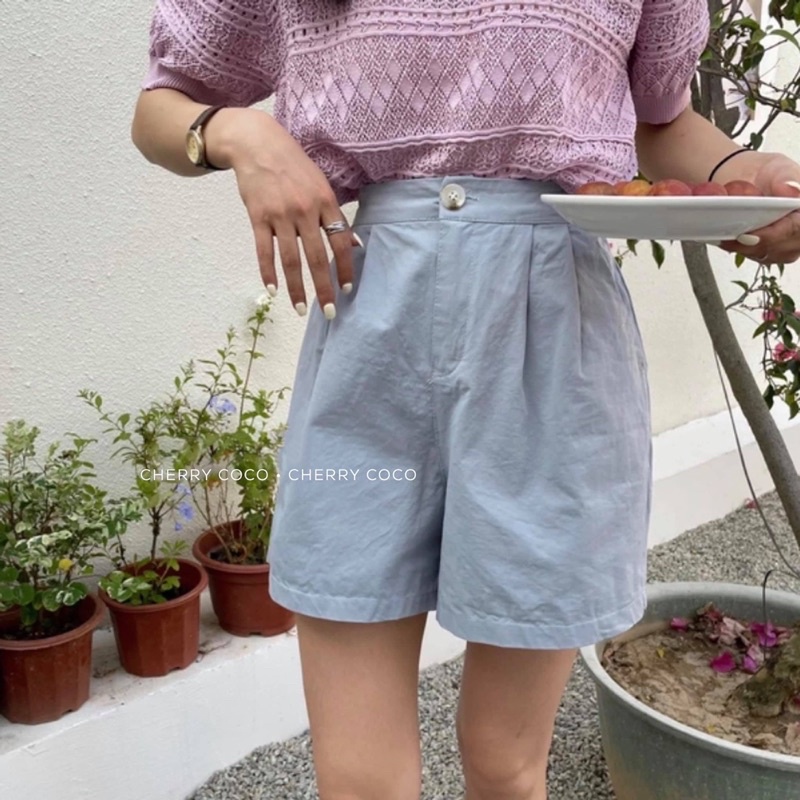 Quần shorts thô may ly dáng Hàn Quốc 73105 CHERRYCOCO